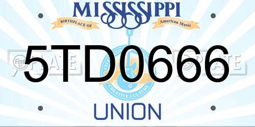 5TD0666 Mississippi License Plate