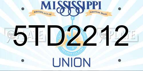5TD2212 Mississippi License Plate