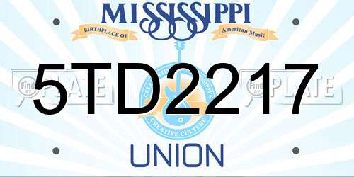 5TD2217 Mississippi License Plate