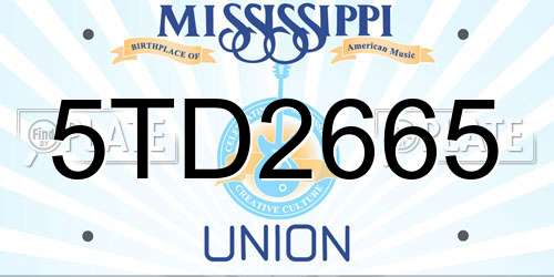 5TD2665 Mississippi License Plate