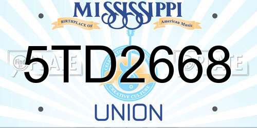 5TD2668 Mississippi License Plate