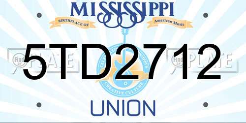 5TD2712 Mississippi License Plate