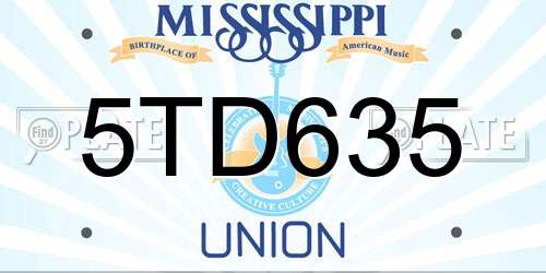 5TD635 Mississippi License Plate