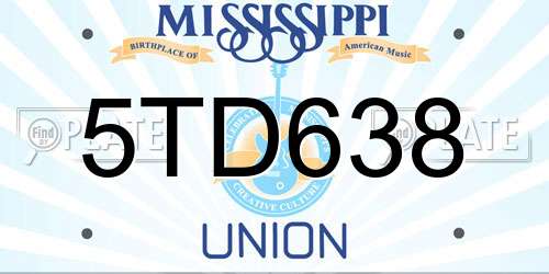 5TD638 Mississippi License Plate