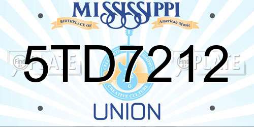 5TD7212 Mississippi License Plate