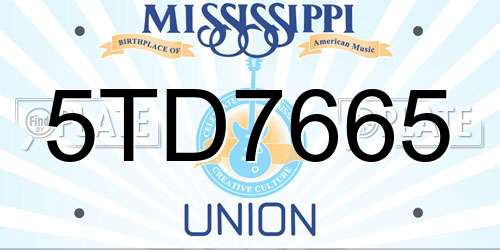 5TD7665 Mississippi License Plate