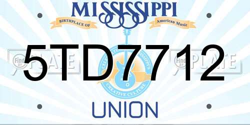 5TD7712 Mississippi License Plate