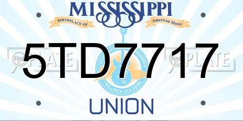 5TD7717 Mississippi License Plate