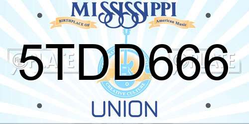5TDD666 Mississippi License Plate