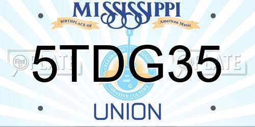 5TDG35 Mississippi License Plate