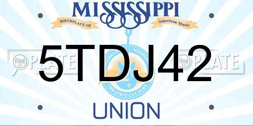 5TDJ42 Mississippi License Plate