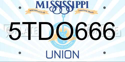 5TDO666 Mississippi License Plate