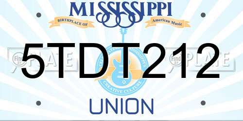 5TDT212 Mississippi License Plate