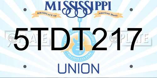 5TDT217 Mississippi License Plate