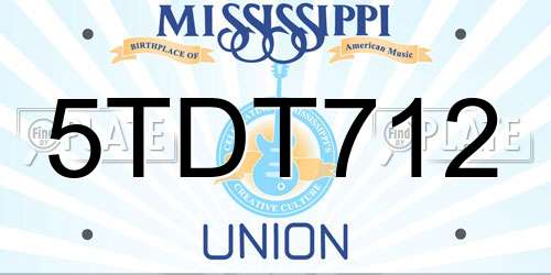5TDT712 Mississippi License Plate