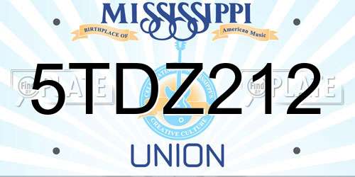 5TDZ212 Mississippi License Plate
