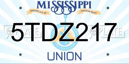 5TDZ217 Mississippi License Plate