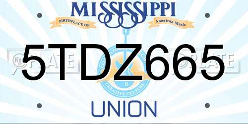5TDZ665 Mississippi License Plate