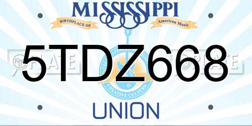 5TDZ668 Mississippi License Plate