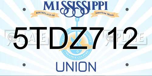 5TDZ712 Mississippi License Plate