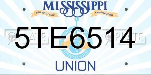 5TE6514 Mississippi License Plate