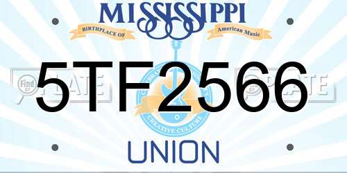 5TF2566 Mississippi License Plate