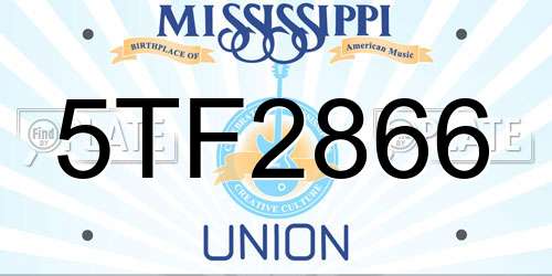 5TF2866 Mississippi License Plate