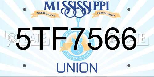 5TF7566 Mississippi License Plate