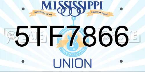 5TF7866 Mississippi License Plate