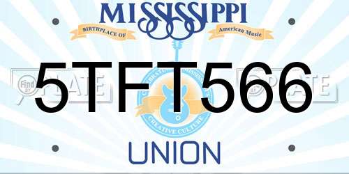 5TFT566 Mississippi License Plate