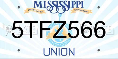 5TFZ566 Mississippi License Plate