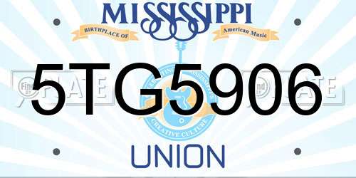 5TG5906 Mississippi License Plate