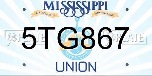 5TG867 Mississippi License Plate