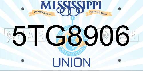 5TG8906 Mississippi License Plate