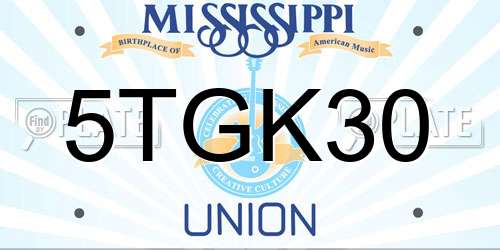 5TGK30 Mississippi License Plate