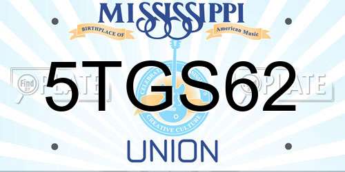 5TGS62 Mississippi License Plate