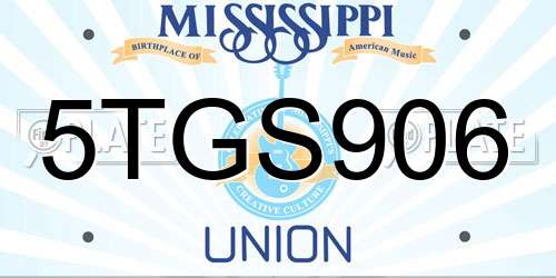 5TGS906 Mississippi License Plate