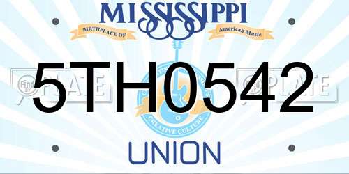 5TH0542 Mississippi License Plate
