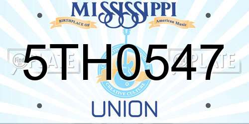 5TH0547 Mississippi License Plate