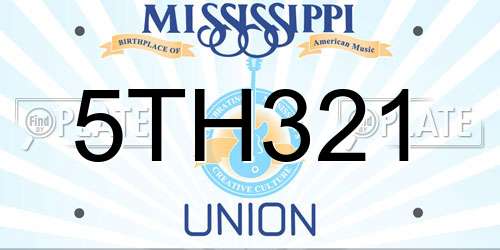 5TH321 Mississippi License Plate