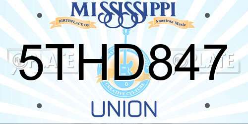 5THD847 Mississippi License Plate