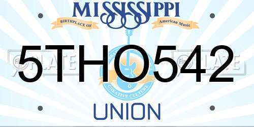 5THO542 Mississippi License Plate