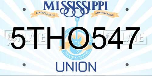 5THO547 Mississippi License Plate
