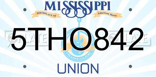 5THO842 Mississippi License Plate