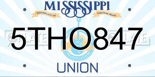 5THO847 Mississippi License Plate