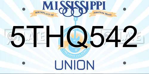 5THQ542 Mississippi License Plate