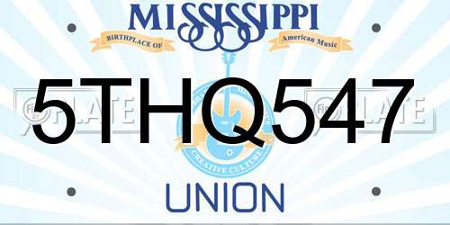 5THQ547 Mississippi License Plate
