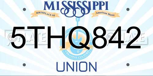 5THQ842 Mississippi License Plate