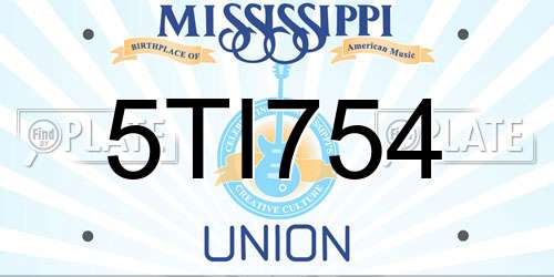 5TI754 Mississippi License Plate