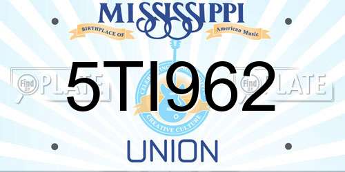 5TI962 Mississippi License Plate
